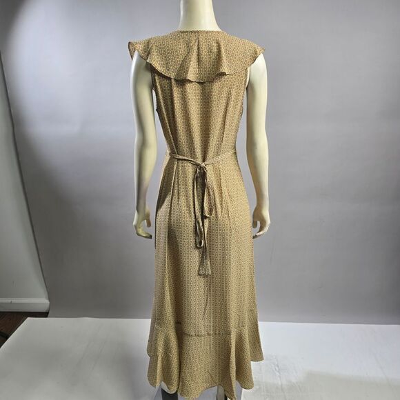 Max Studio Small Beige Ruffle Dress R8 - Picture 4 of 5